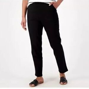 Denim & Co Pants sz S Petite Waist Stretch Side Pocket Pant Black NWOT #D628